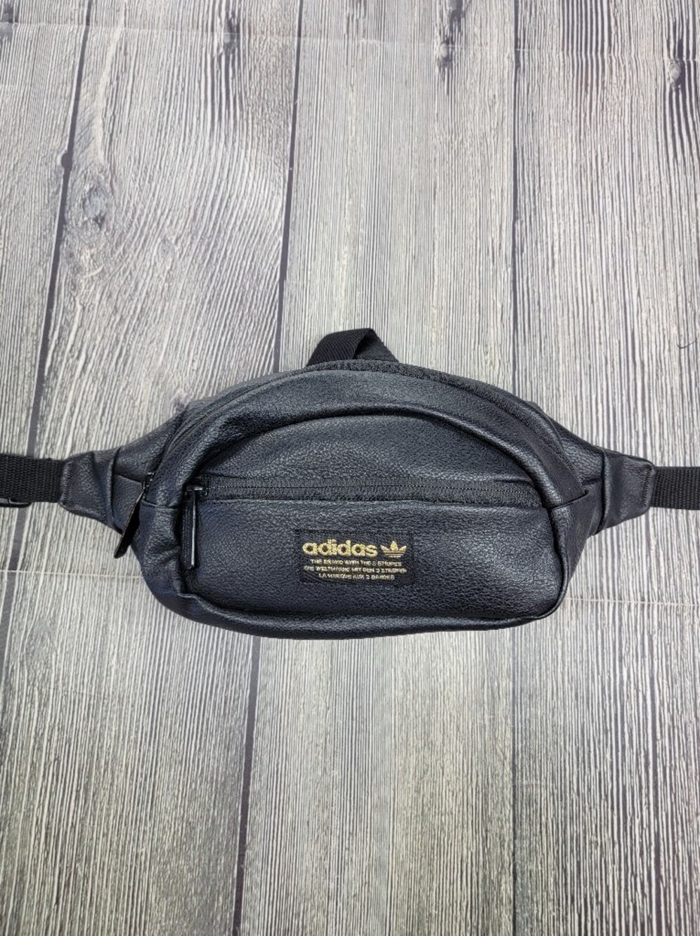 Adidas Originals Faux Leather Waist Pack Fanny Pack Black Gold Festival Unisex - Picture 4 of 16